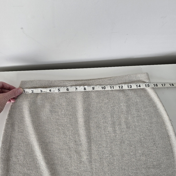 Eileen Fisher Cream Ivory Wool Stretch Knit Pencil Skirt Size S Ribbed Hem - Picture 7 of 10